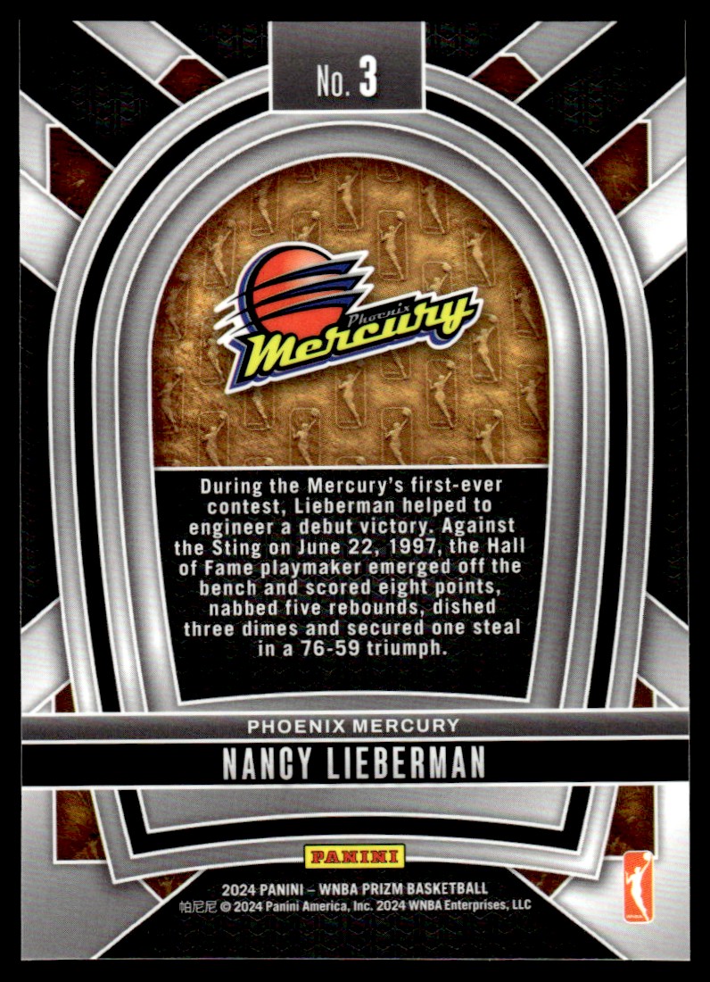 2024-25 Panini Prizm WNBA Pioneers Nancy Lieberman #3 card back image