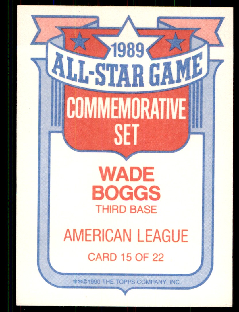 1990 Topps Glossy All-Stars Wade Boggs #15 card back image