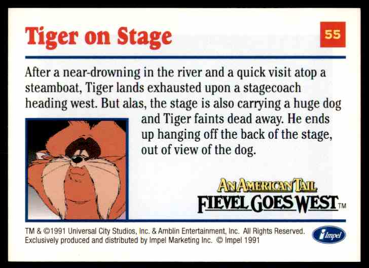 1991 An American Tail Tiger On Stage #55 card back image