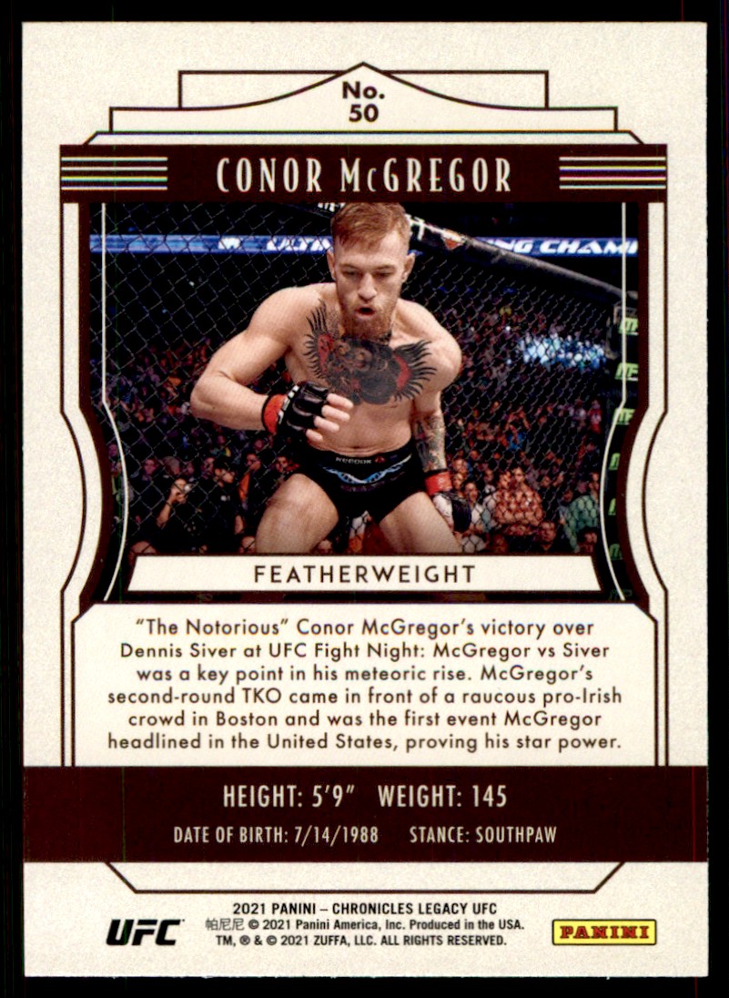 2021 Panini Chronicles Legacy Conor McGregor #50 card back image