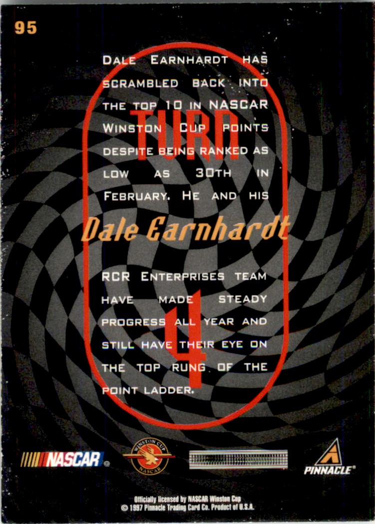1997 Pinnacle Turn 4 Dale Earnhardt Car #95 NASCAR Racing | eBay