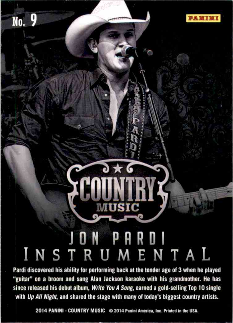 2015 Country Music Instrumentals Green Jon Pardi #9 card back image