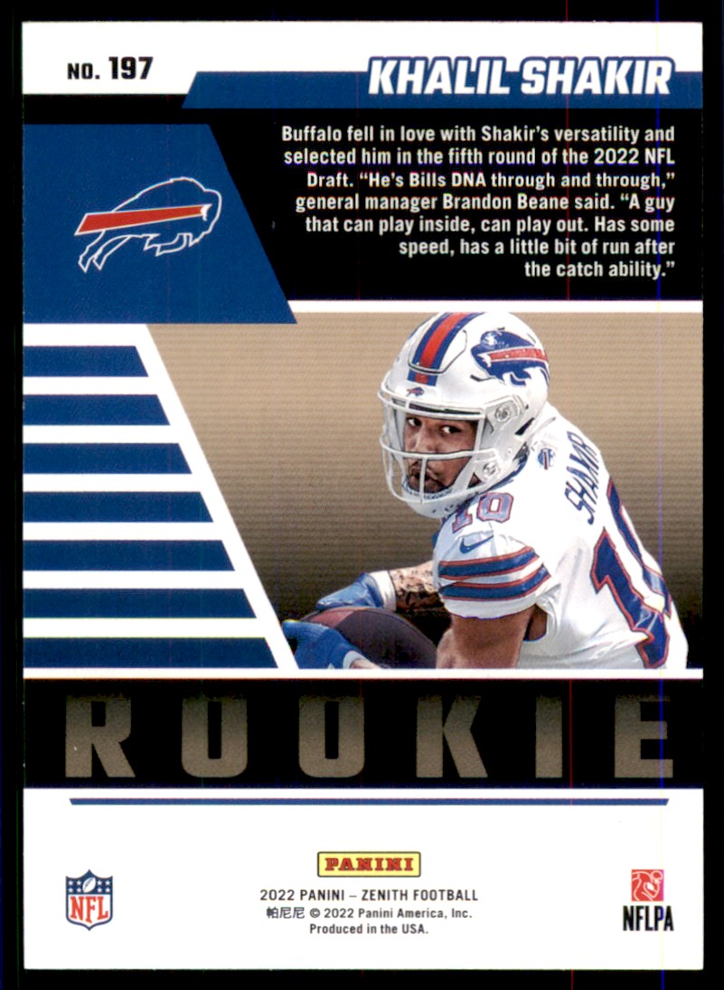2022 Zenith RC #197 Khalil Shakir Rookie Buffalo Bills | eBay