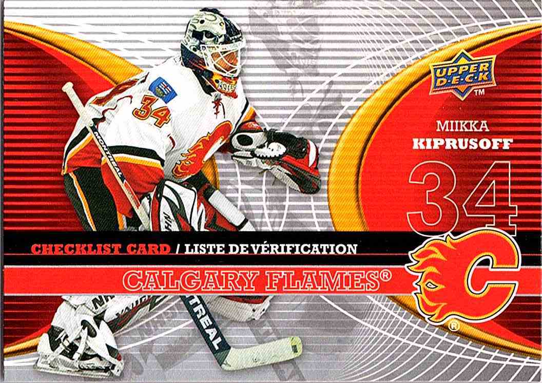 2008-09 McDonald's Upper Deck Canadian Goalie Checklist Miikka Kiprusoff #CL-CGY