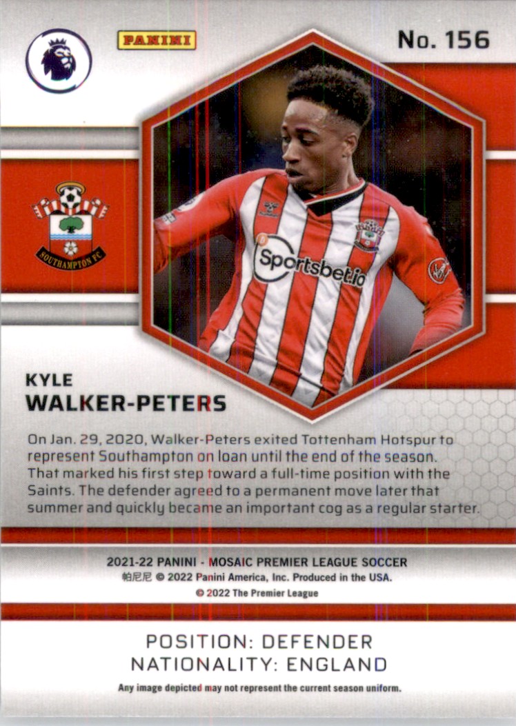 2021 Panini Mosaic English Premier League Kyle Walker-Peters #156 card back image