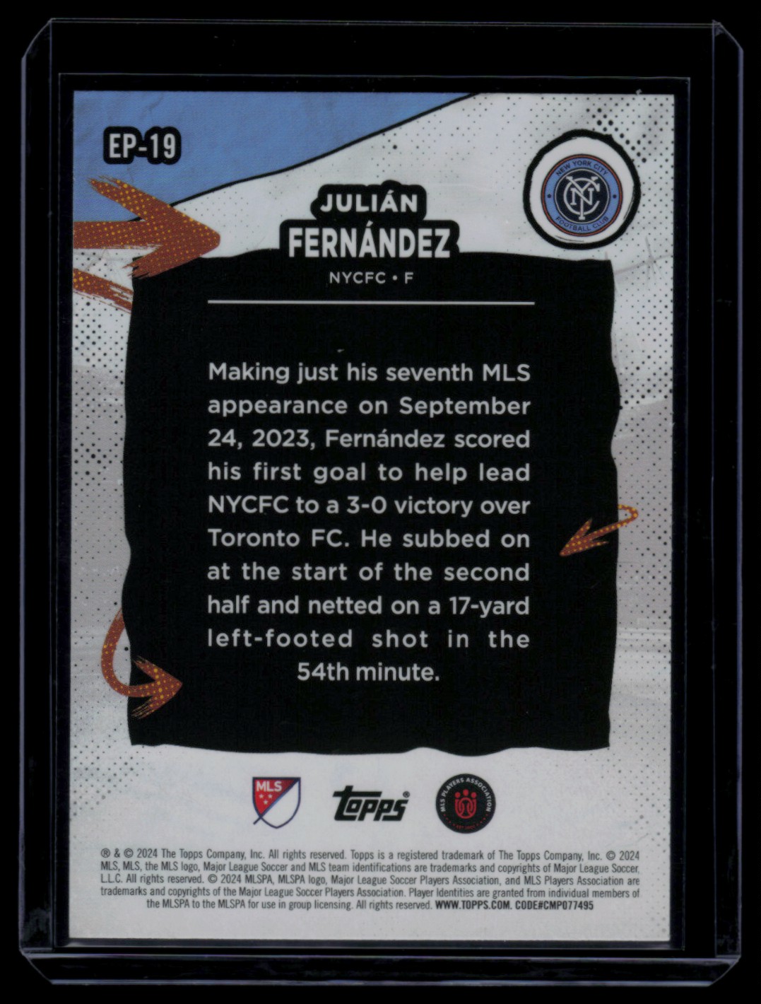 2024 Topps MLS Superstars Epic Performances Julian Fernandez #EP-19 card back image