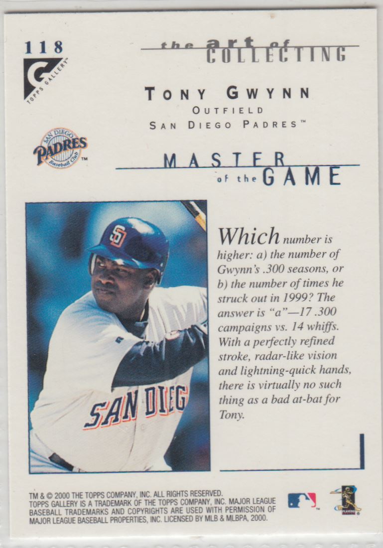 2000 topps gallery tony Gwynn #118 on Kronozio