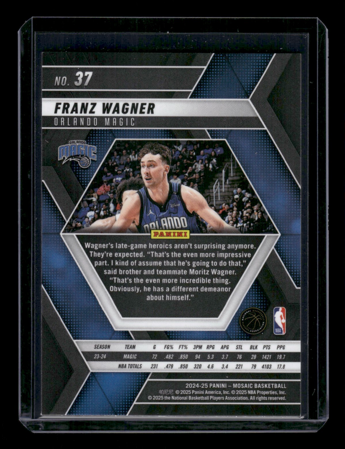 2024-25 Panini Mosaic Franz Wagner #37 card back image