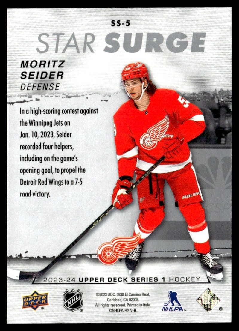 2023-24 Upper Deck Star Surge Moritz Seider #SS-5 card back image