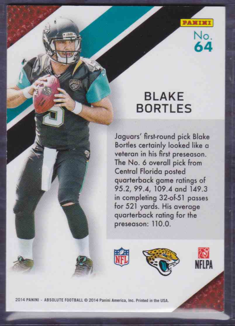 2014 Panini Absolute Hog Heaven Blake Bortles #64 card back image