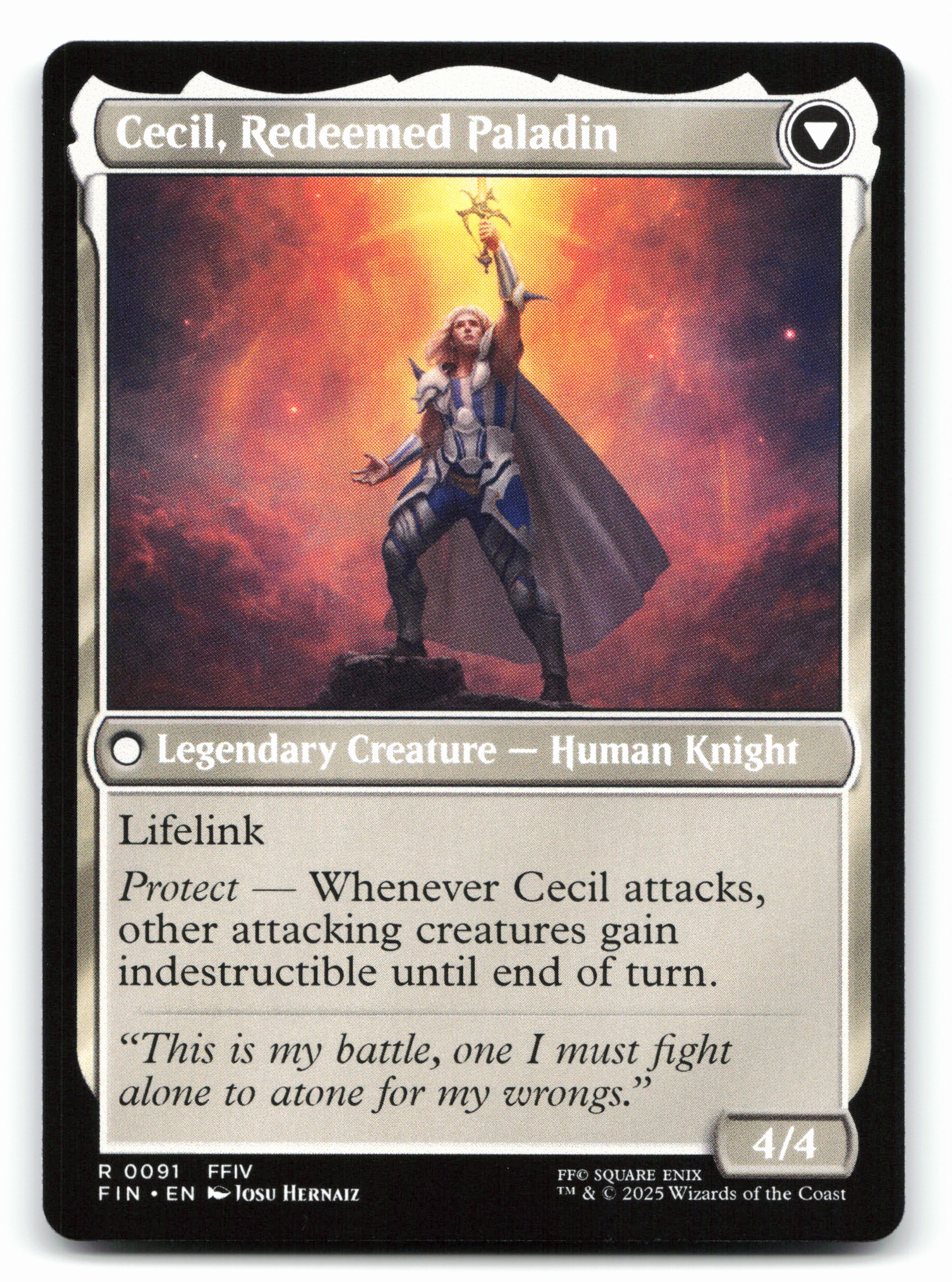 2025 Final Fantasy Cecil, Dark Knight // Cecil, Redeemed Paladin #91 card back image