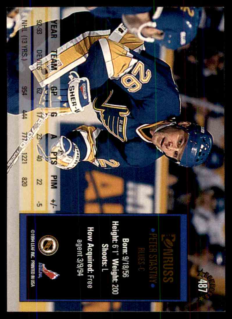 1993-94 Donruss Peter Stastny #487 card back image