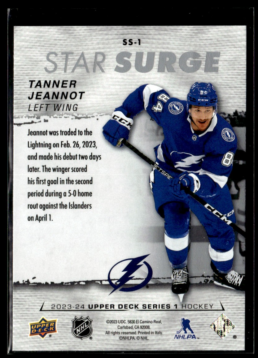 2023-24 Upper Deck Star Surge Tanner Jeannot #SS-1 card back image