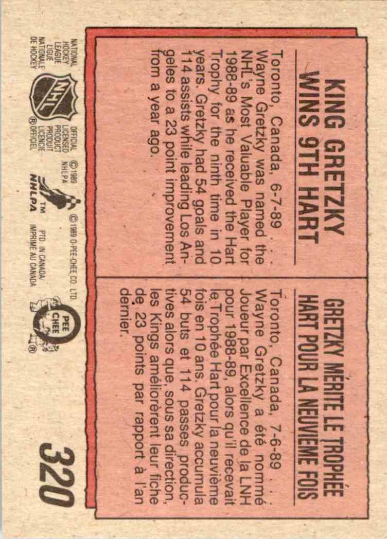 1989-90 O-Pee-Chee Wayne Gretzky #320 card back image