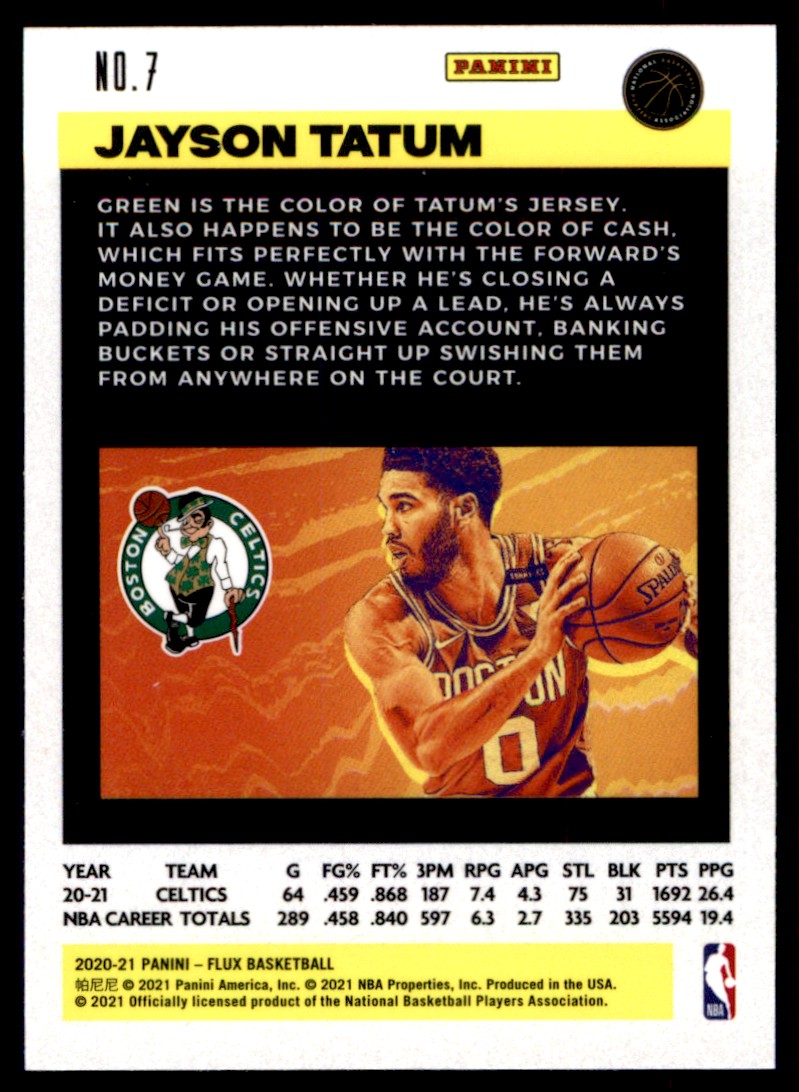 2020-21 Panini Flux Jayson Tatum #7 on Kronozio