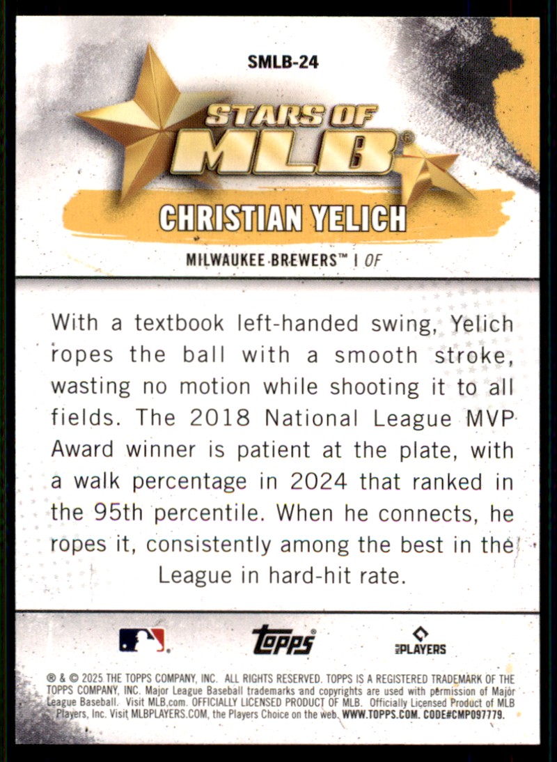 2025 Topps Stars of MLB Christian Yelich #24 card back image