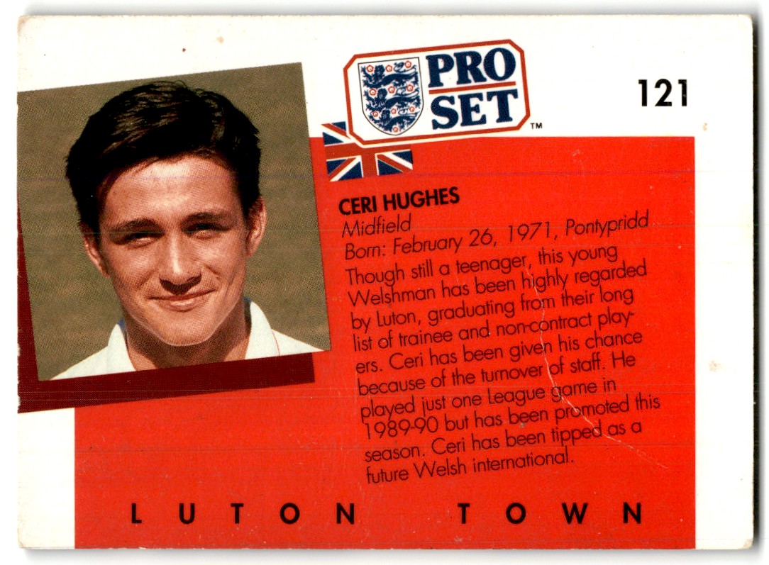 1990 Pro Set Ceri Hughes #121 card back image