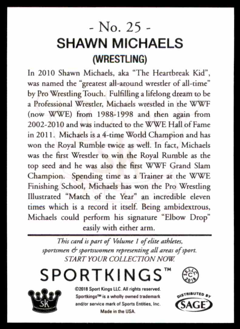 2018 Sportkings Black Back Retail Shawn Michaels #25 card back image