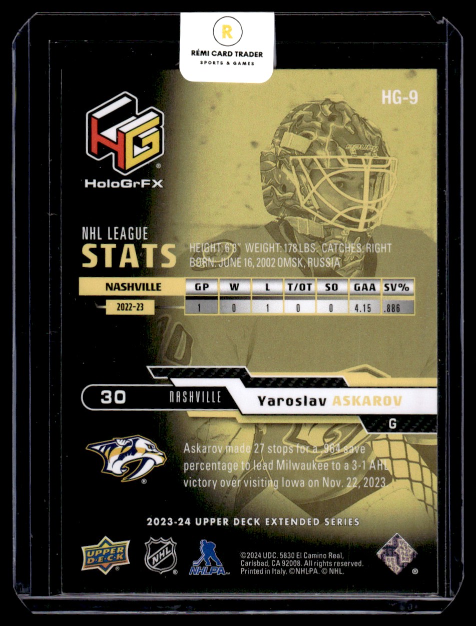 2023-24 Upper Deck HoloGrFX Gold Yaroslav Askarov Rookie #HG-9