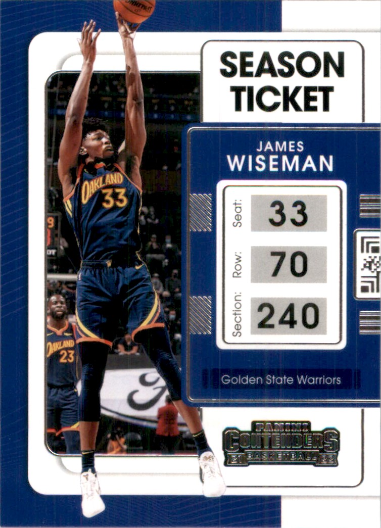 2021-22 Panini Contenders BasketBall Card James Wiseman #30 card front image