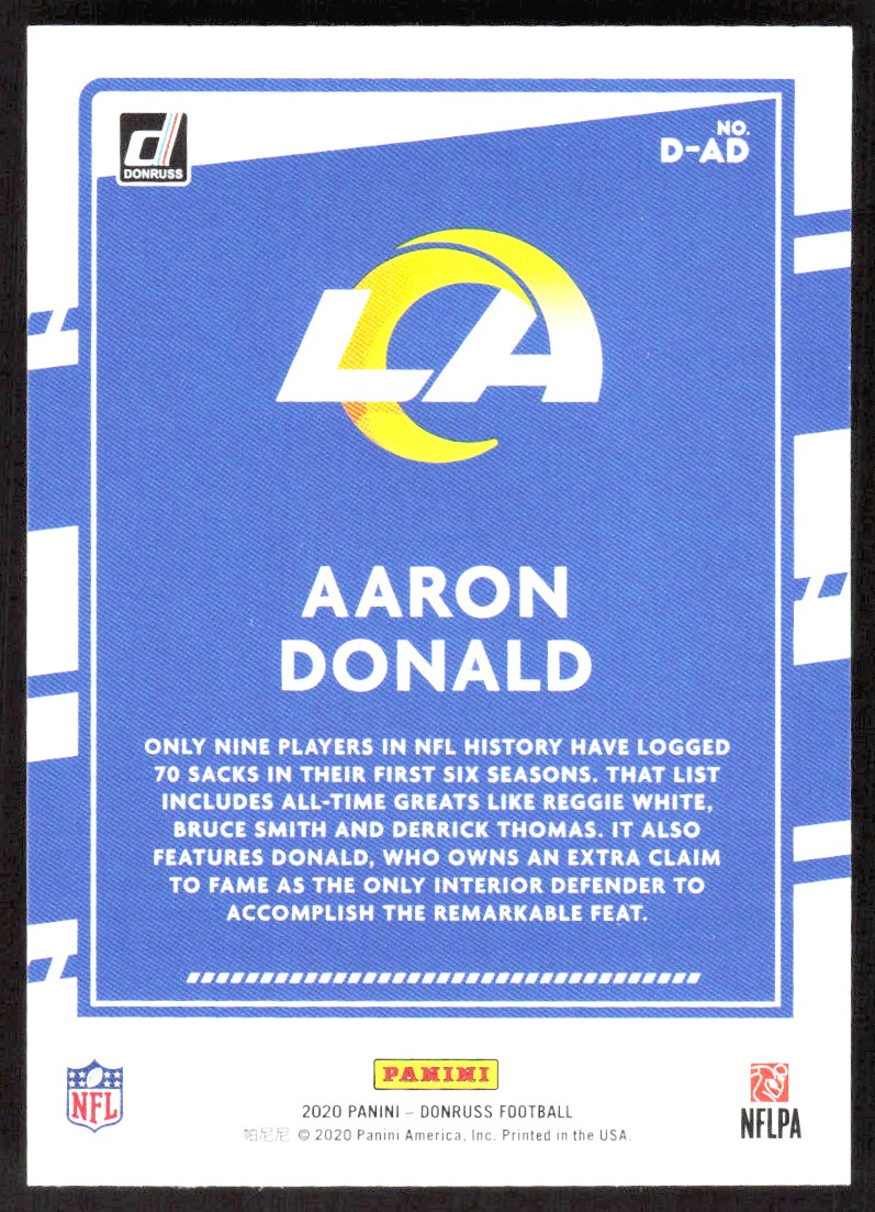2020 9229A Donruss Dominators Aaron Donald Los Angeles Rams #D-AD
