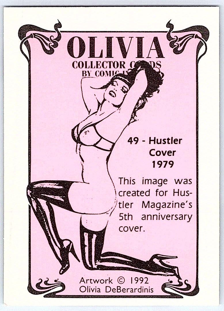 1992 Olivia Collector Cards Comic Images Hustler Cover 1979 #49 card back image