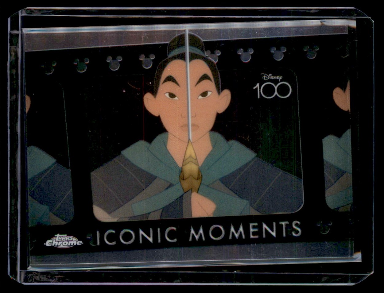 2023 Topps Disney chrome 100 iconic moments mulan readys for war #IM-7 card front image