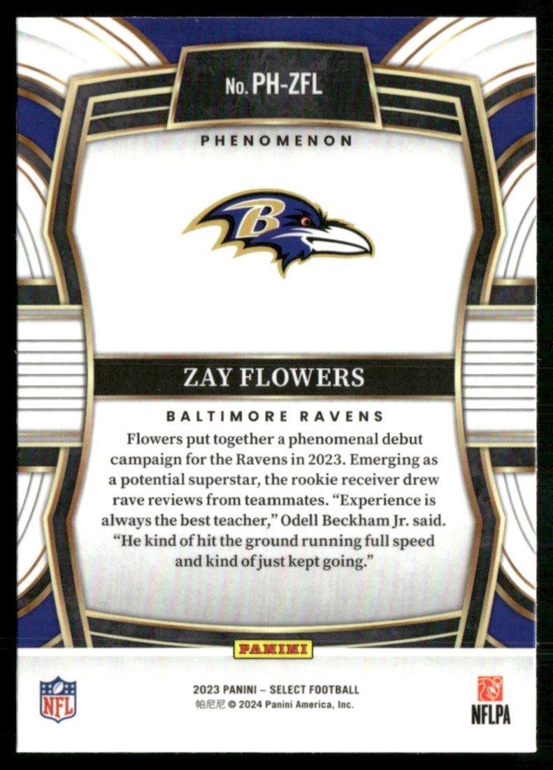 2023 Panini Select Phenomenon Rookie Zay Flowers #PH-ZFL BB2 | eBay