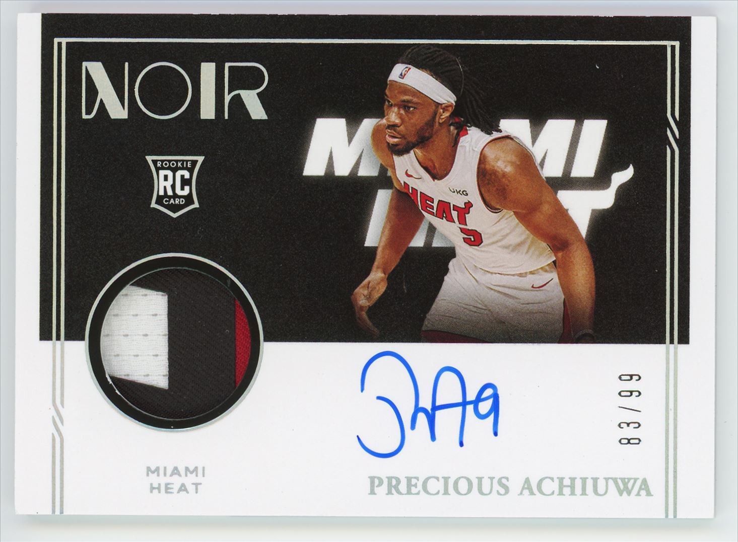 2020-21 Panini Noir Patch Auto Precious Achiuwa #343 on Kronozio