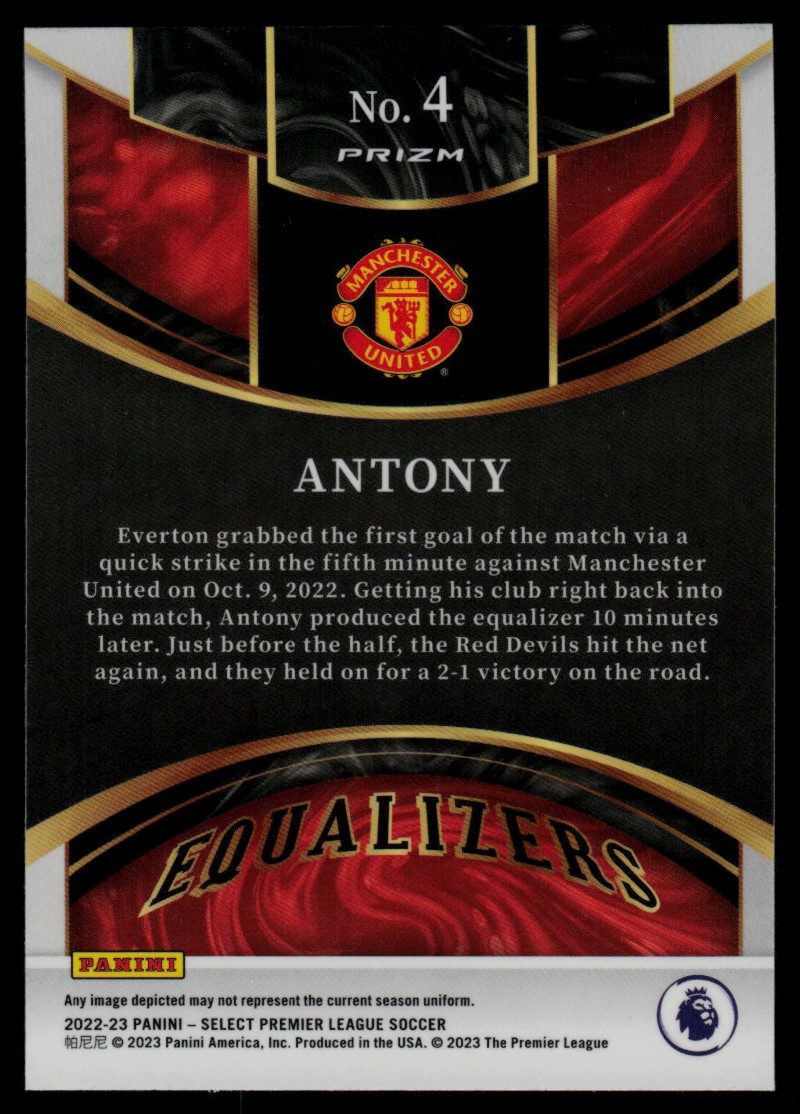 2022 Panini Select Premier League Equalizers Prizm Antony #4 card back image
