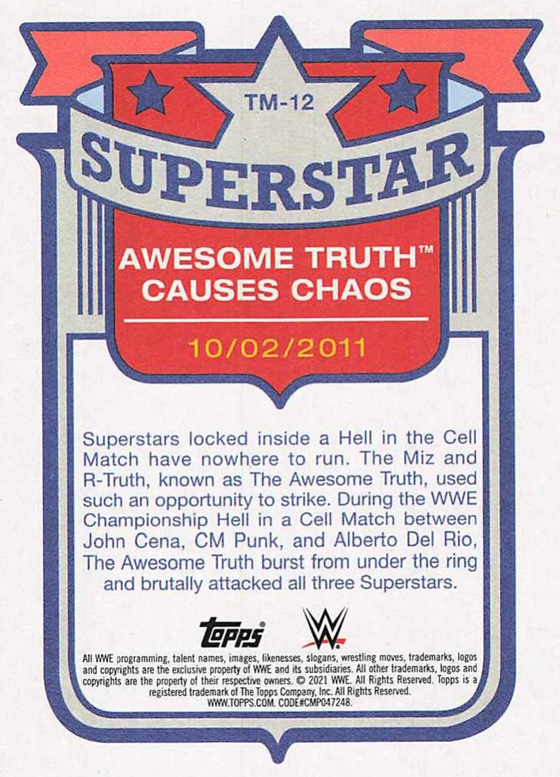 2021 Topps Heritage WWE The Miz #TM-12 Insert | eBay