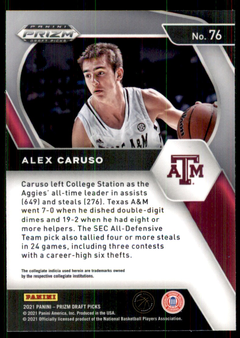 2021 22 Panini Prizm Draft Picks Alex Caruso 76 on Kronozio