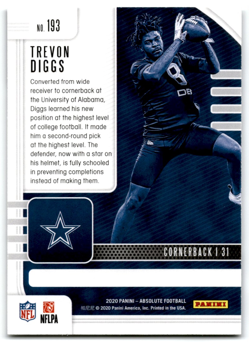 2020 Panini Absolute Trevon Diggs #193 card back image