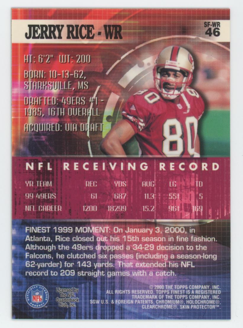 2000 Finest Jerry Rice #46 card back image
