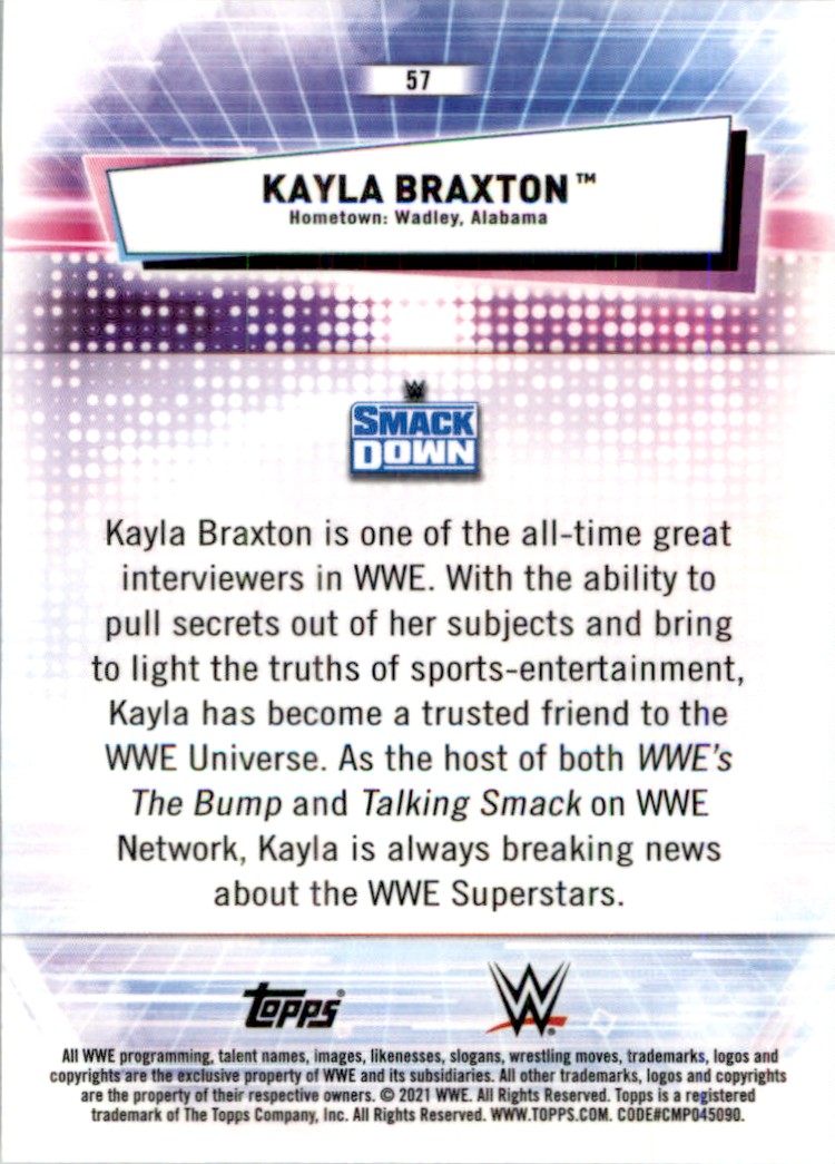 2021 Topps WWE Chrome Kayla Braxton #57 card back image