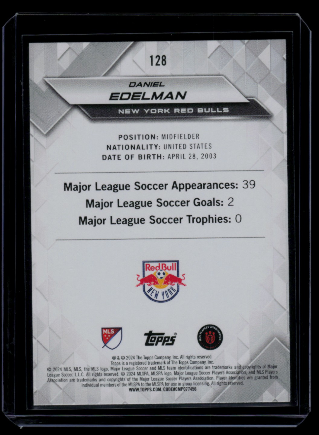 2024 Topps MLS Superstars Yellow Common Daniel Edelman #128 card back image