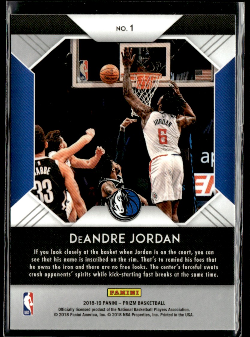 2018-19 Panini Prizm That's Savage! DeAndre Jordan #1 card back image