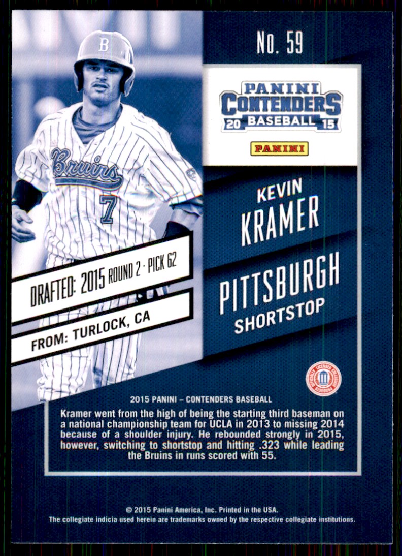 2015 Panini Contenders Season Ticket Kevin Kramer #59 card back image