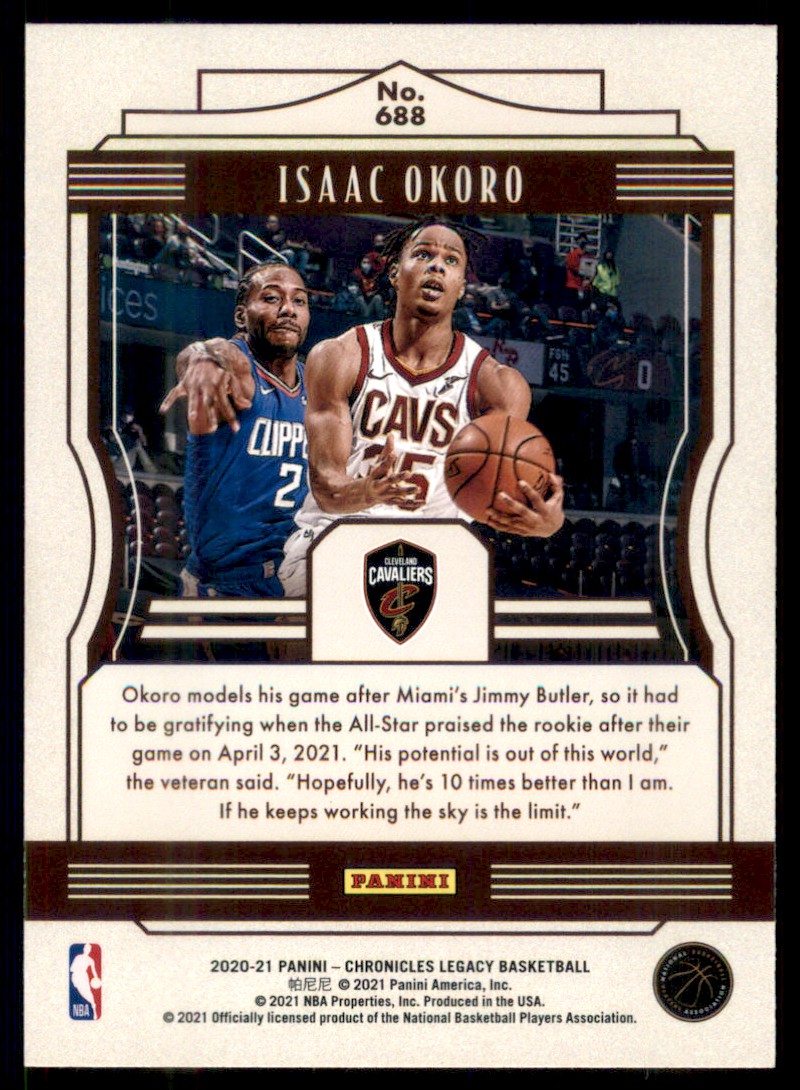 2020-21 Panini Chronicles Isaac Okoro #688 card back image