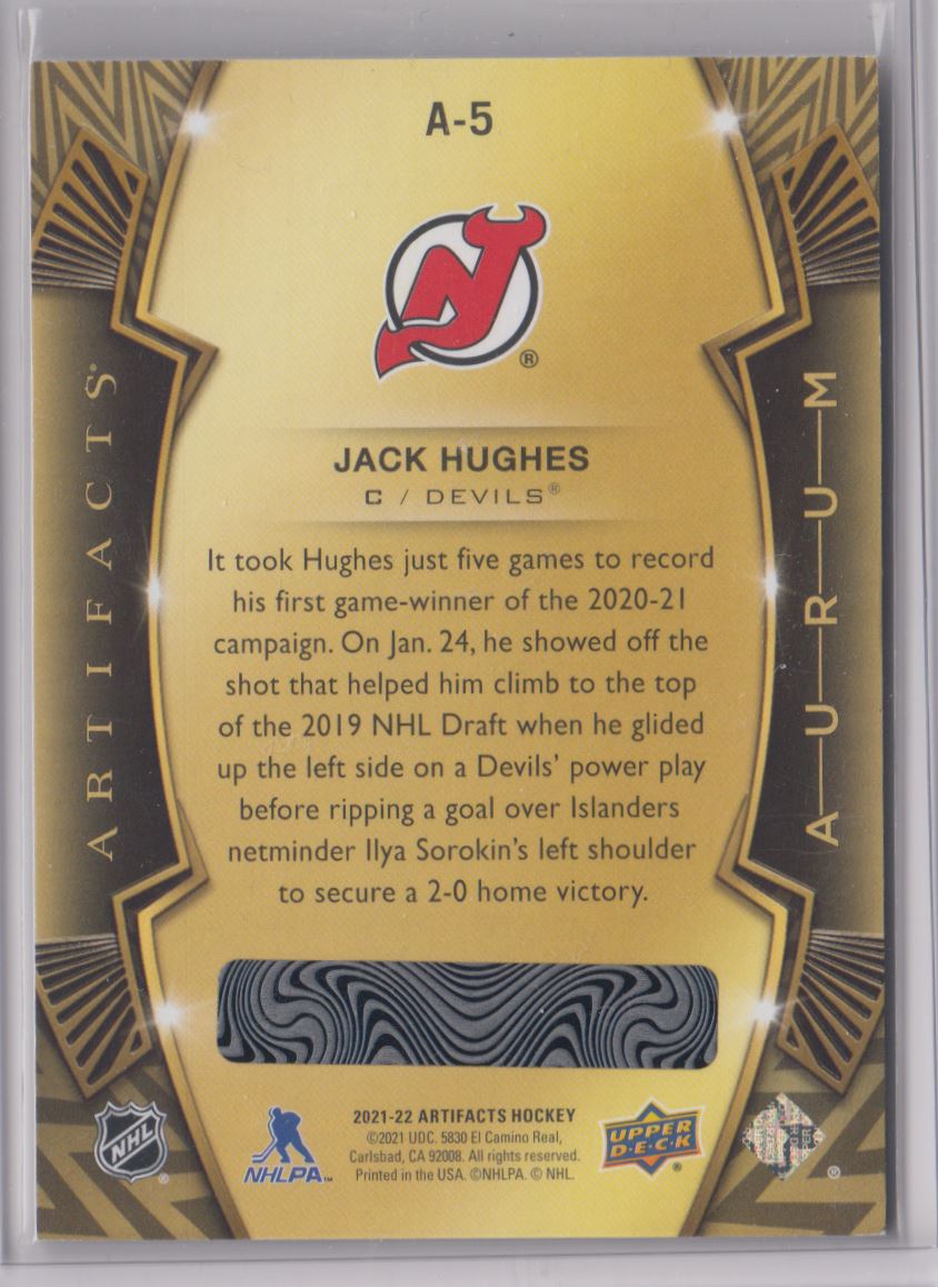 アルキテデッキパーツ 2021-22 Upper Deck Artifacts Aurum Jack Hughes New Jersey
