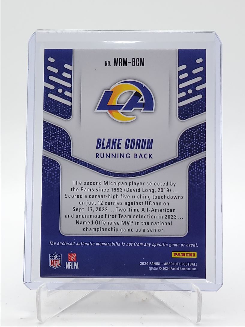 patibulum Ｖ１　4th Batch BLAKE CORUM 2024 ABSOLUTE WAR ROOM ROOKIE PATCH RAMS RC /199