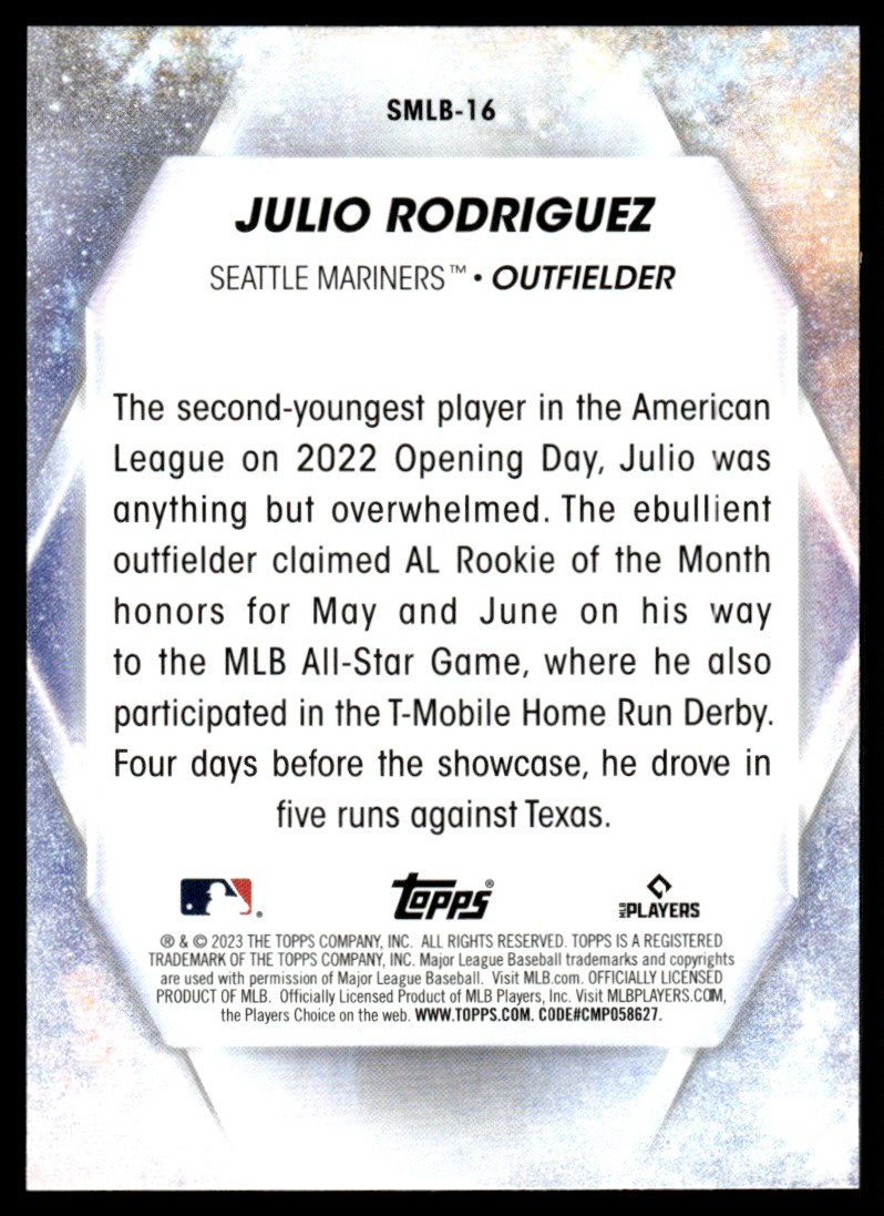 2023 Topps Stars of MLB Julio Rodriguez #SMLB-16 card back image