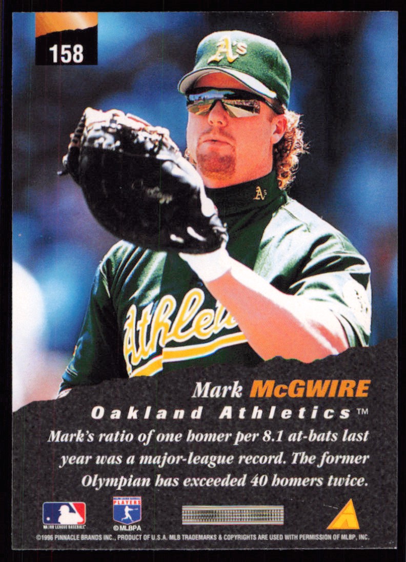 Mark McGwire マグワイヤOakland Athletics 1996 Pinnacle Mark McGwire Oakland Athletics #158 | eBay