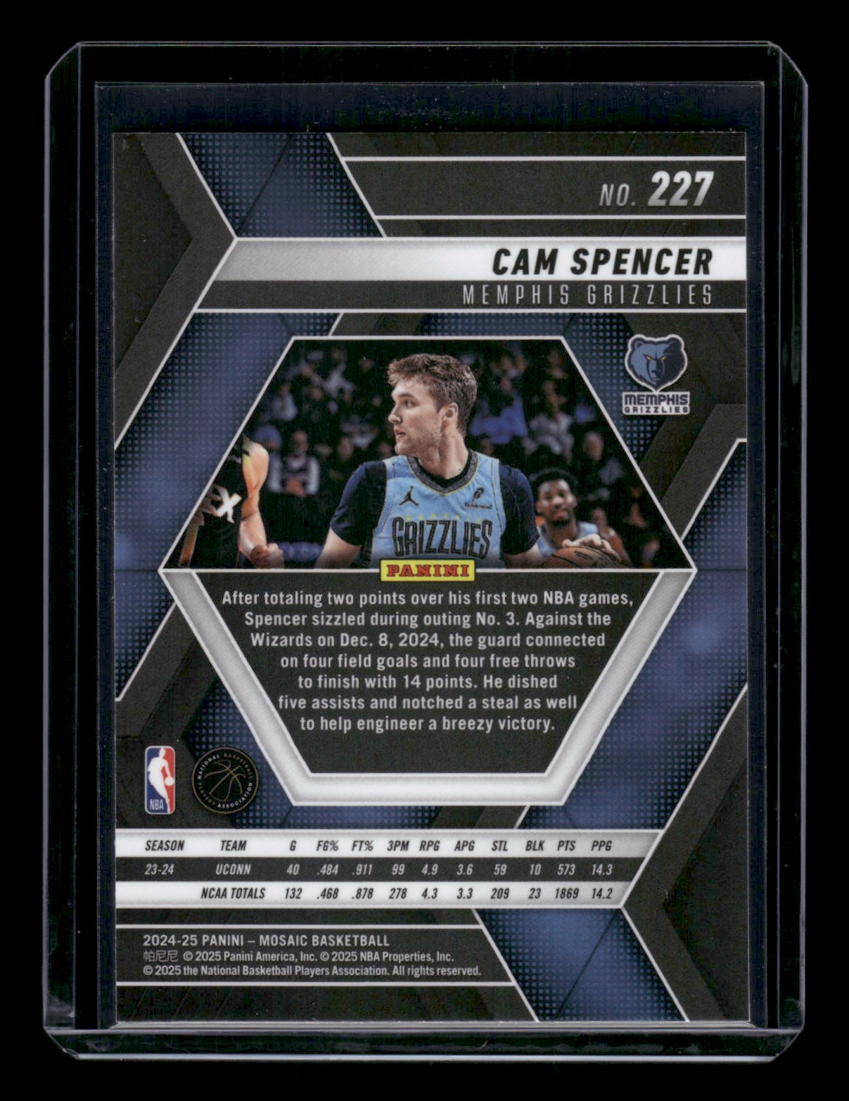 2024-25 Panini Mosaic Cam Spencer #227 card back image