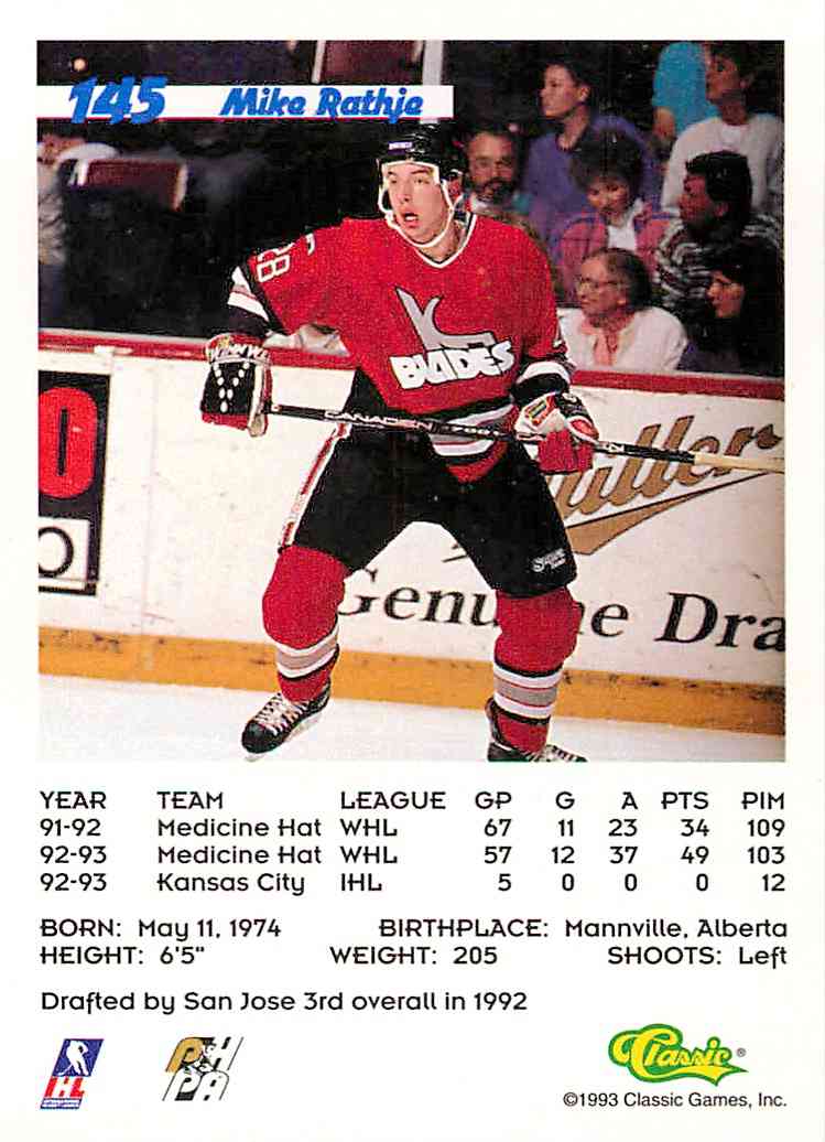 1993-94 Classic Mike Rathje #145 on Kronozio