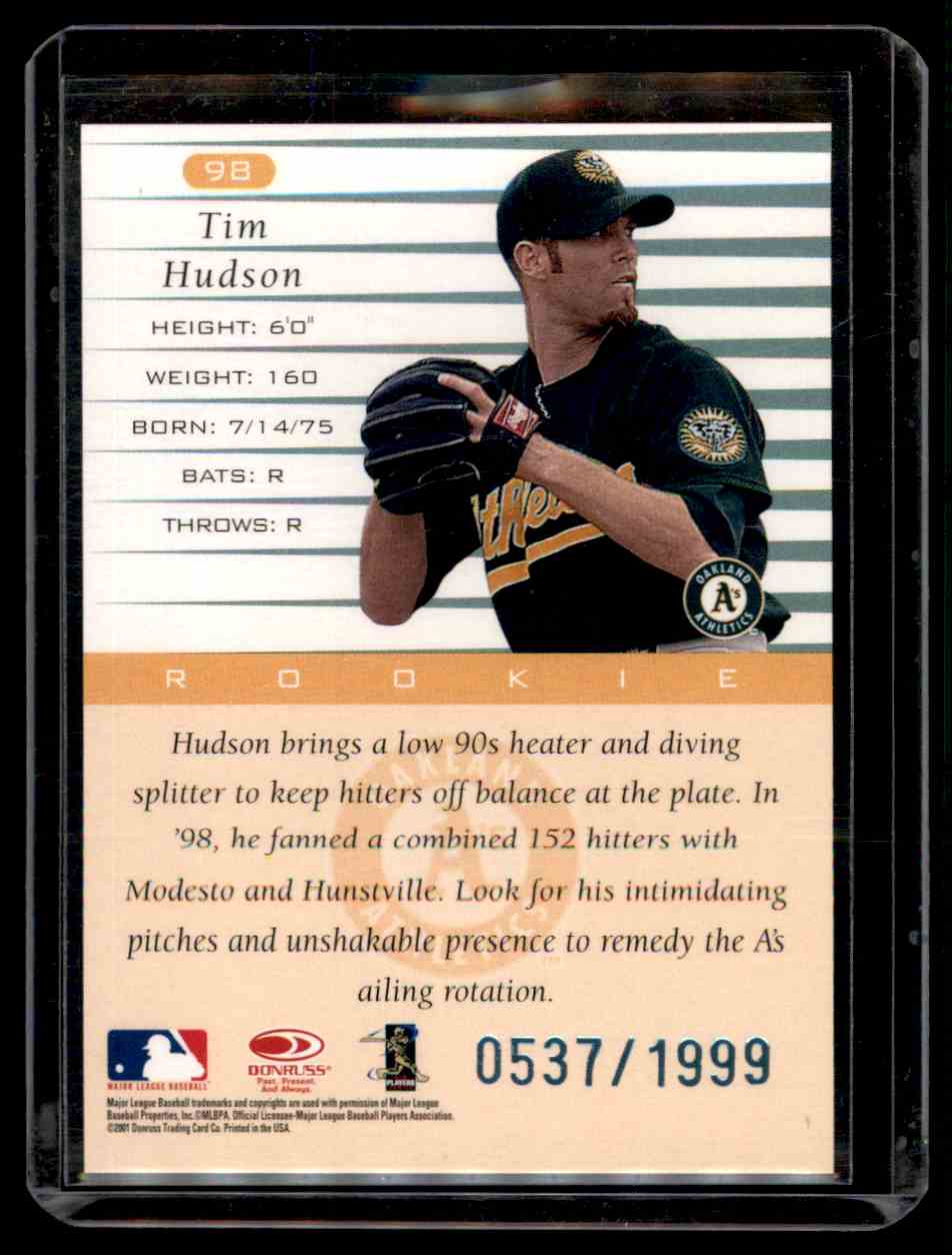 2001 Donruss 1999 Retro Tim Hudson #98 card back image