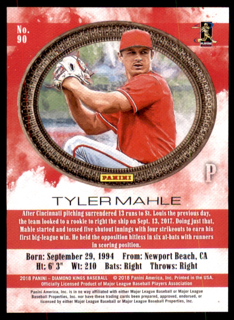 2018 Panini Diamond Kings Red Tyler Mahle #90 card back image