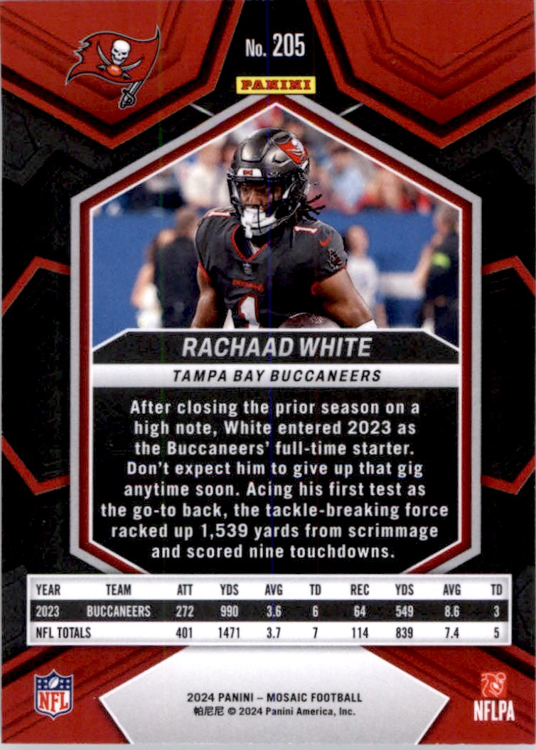 2024 Panini Mosaic Rachaad White #205 card back image