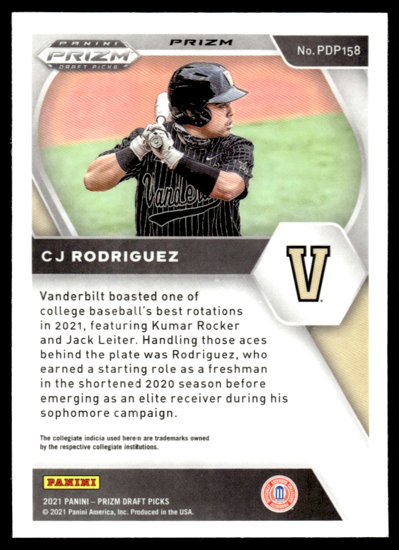 2021 Panini Elite Extra Edition CJ Rodriguez #158 card back image