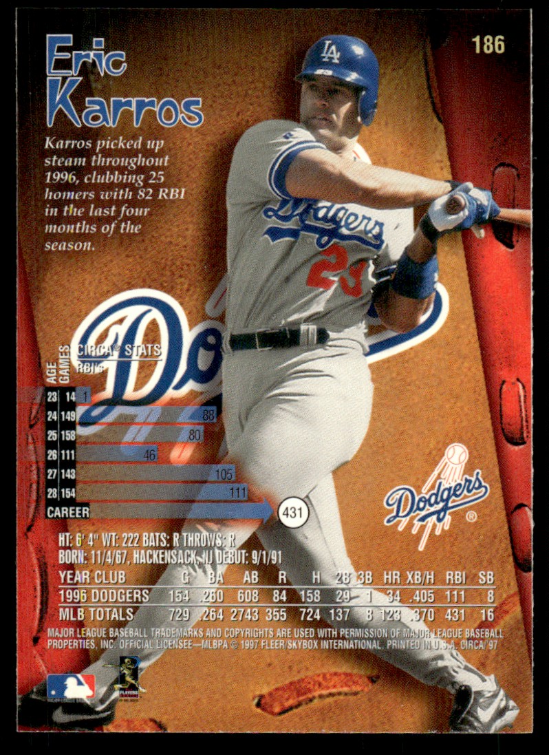 1997 Circa Eric Karros #186 card back image